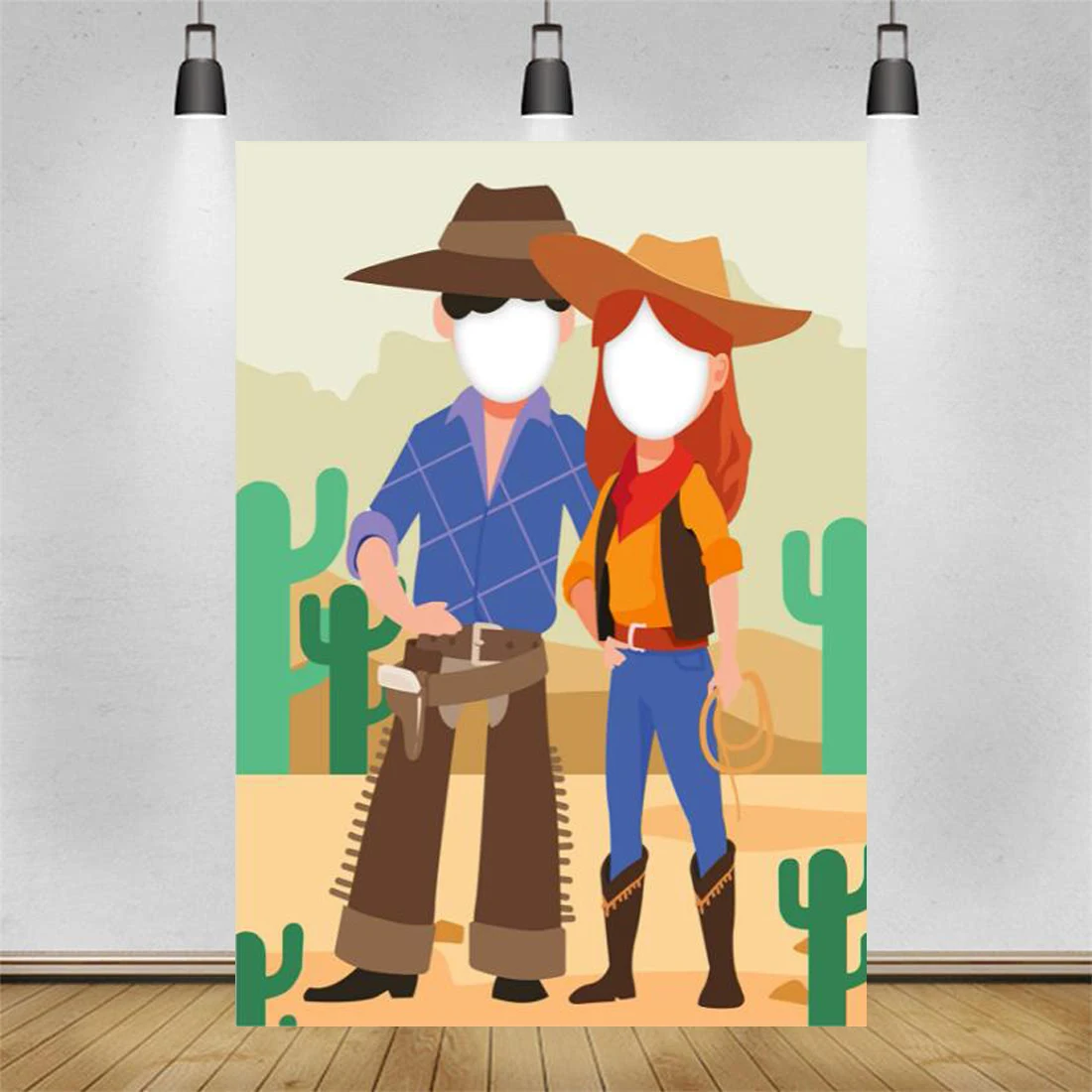 Fondo de Banner de Cactus de vaquera para y niñas, accesorios de cabina de fotos de juego de fiesta de juego de simulación, decoración temática de Cowpuncher _ -
