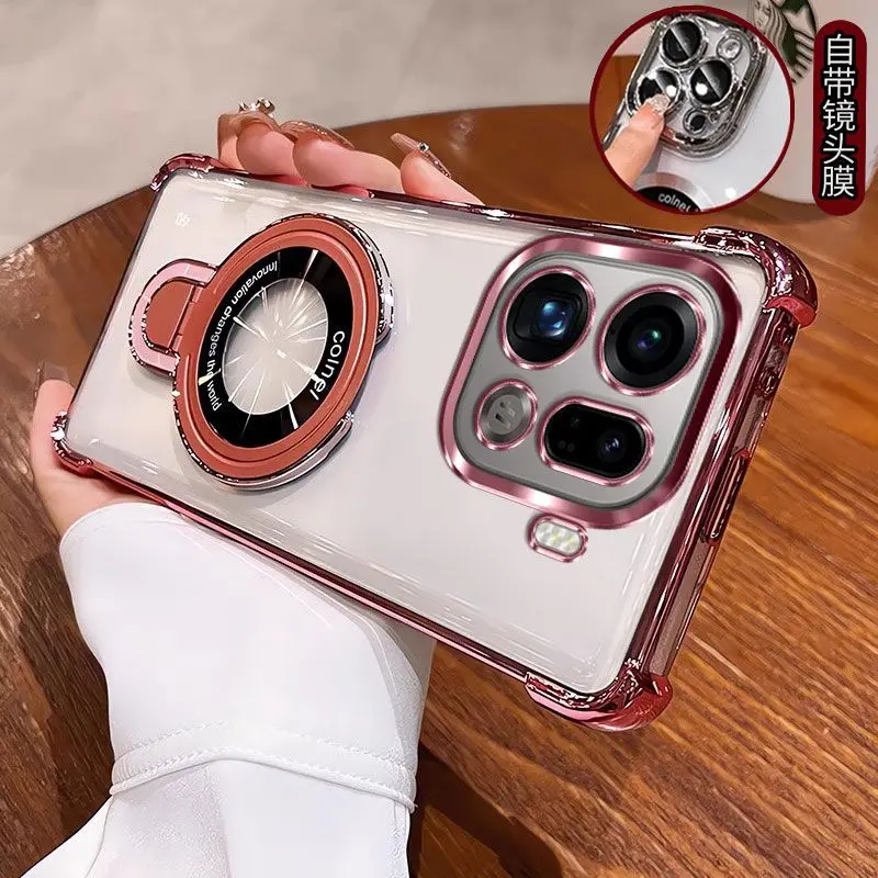 Magnetic Invisible Bracket Shockproof Silicone Phone Case with Four-Corner Anti-Collision Airbag and Bumper Protection
