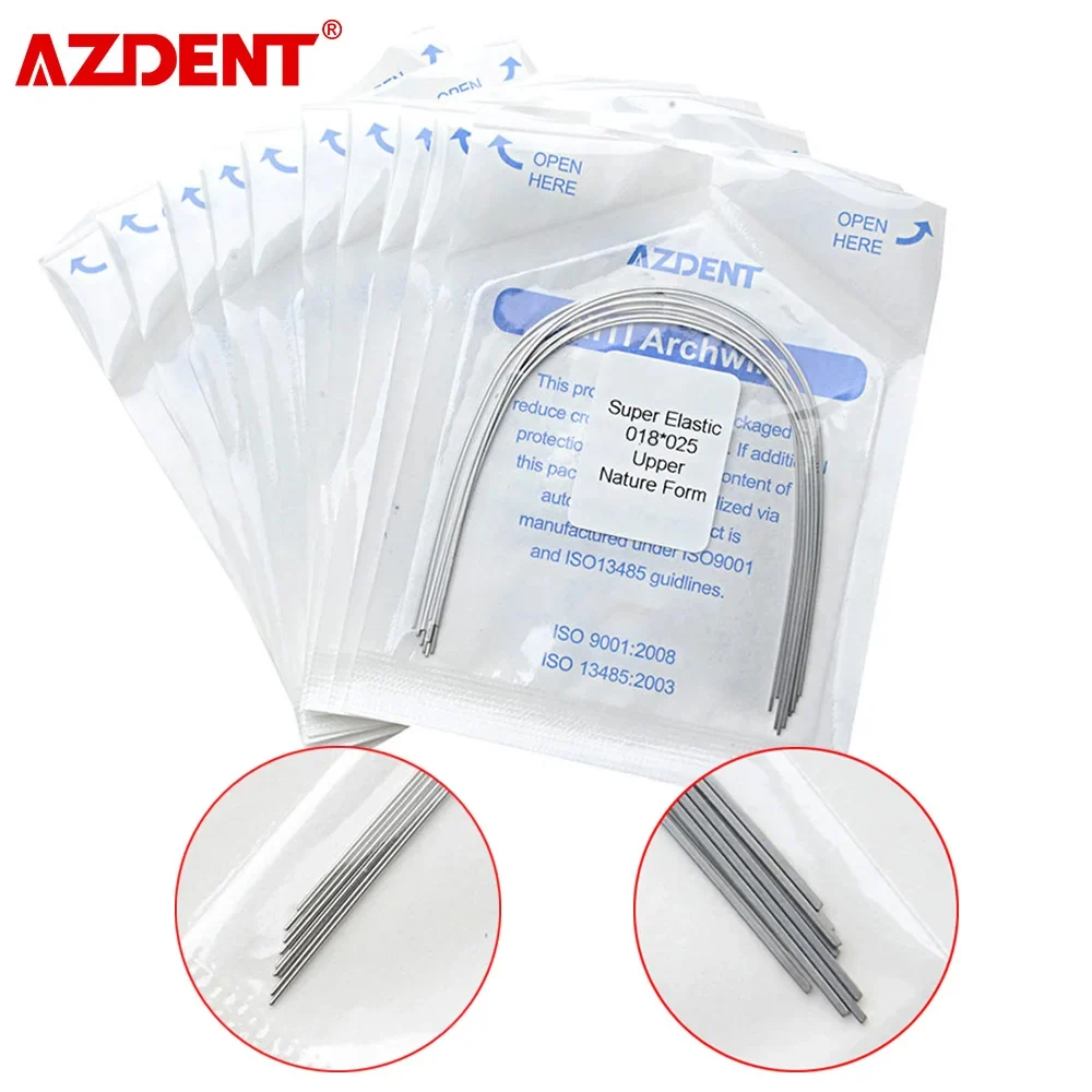 

AZDENT 100pcs=10 Packs Dental Orthodontic Super Elastic NITI Archwires Natural Form Round / Rectangular Arches Wire Teeth Brace