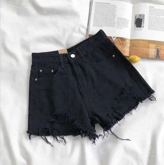2023 Casual High Waist Denim Shorts Women Summer Plus Size Pocket Tassel Hole Ripped jeans Short Female Femme Short Pants Women