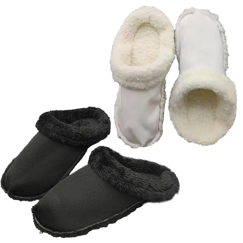 1Pair Removable Cotton Sleeve For Clogs Slippers Black/White Insoles Inserts Fur Lined Shoes Plush Liner Winter Warm Accessories