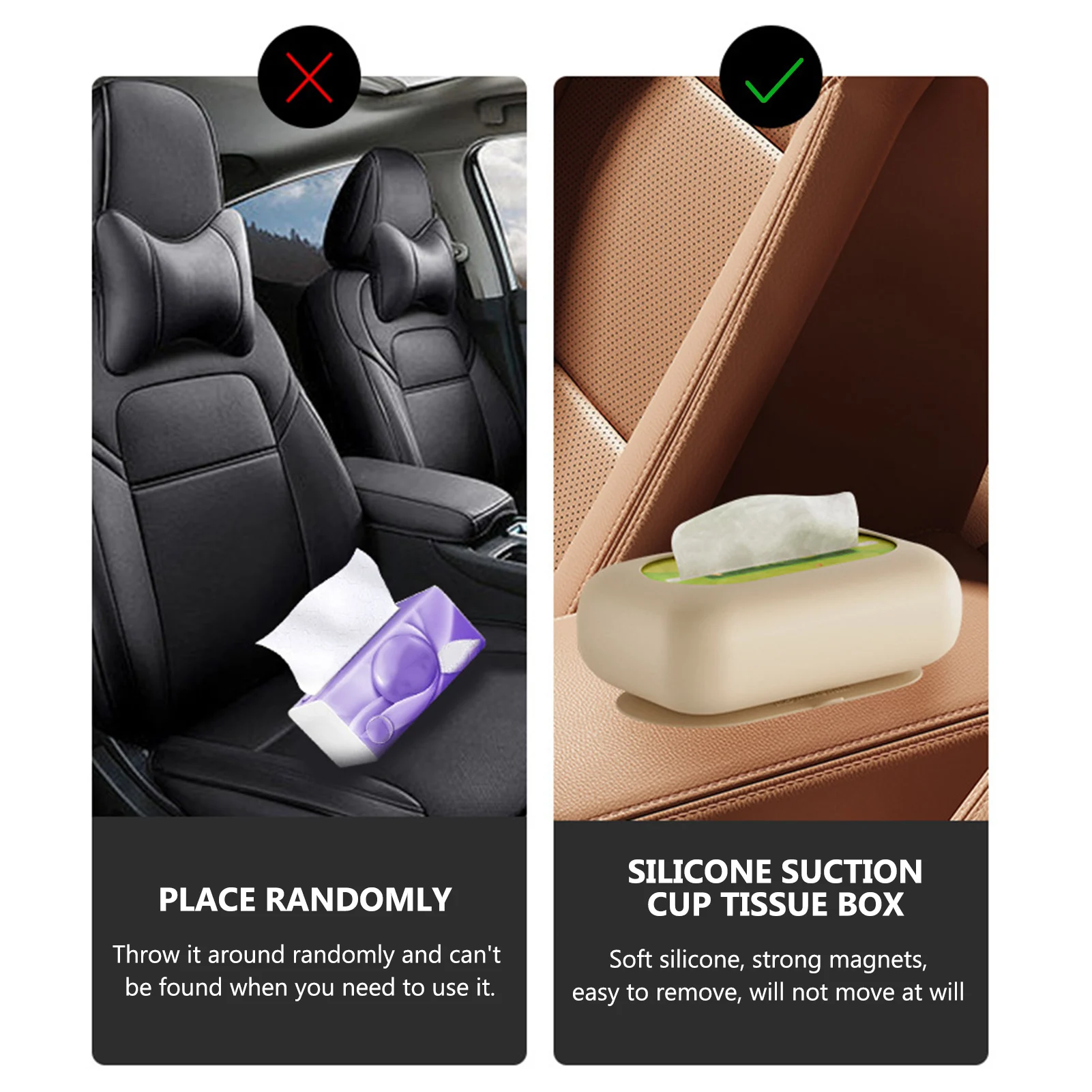Portable Silicone Suction Cup Car Tissue Box Stable Large Capacity Towels Box For Living Room 6