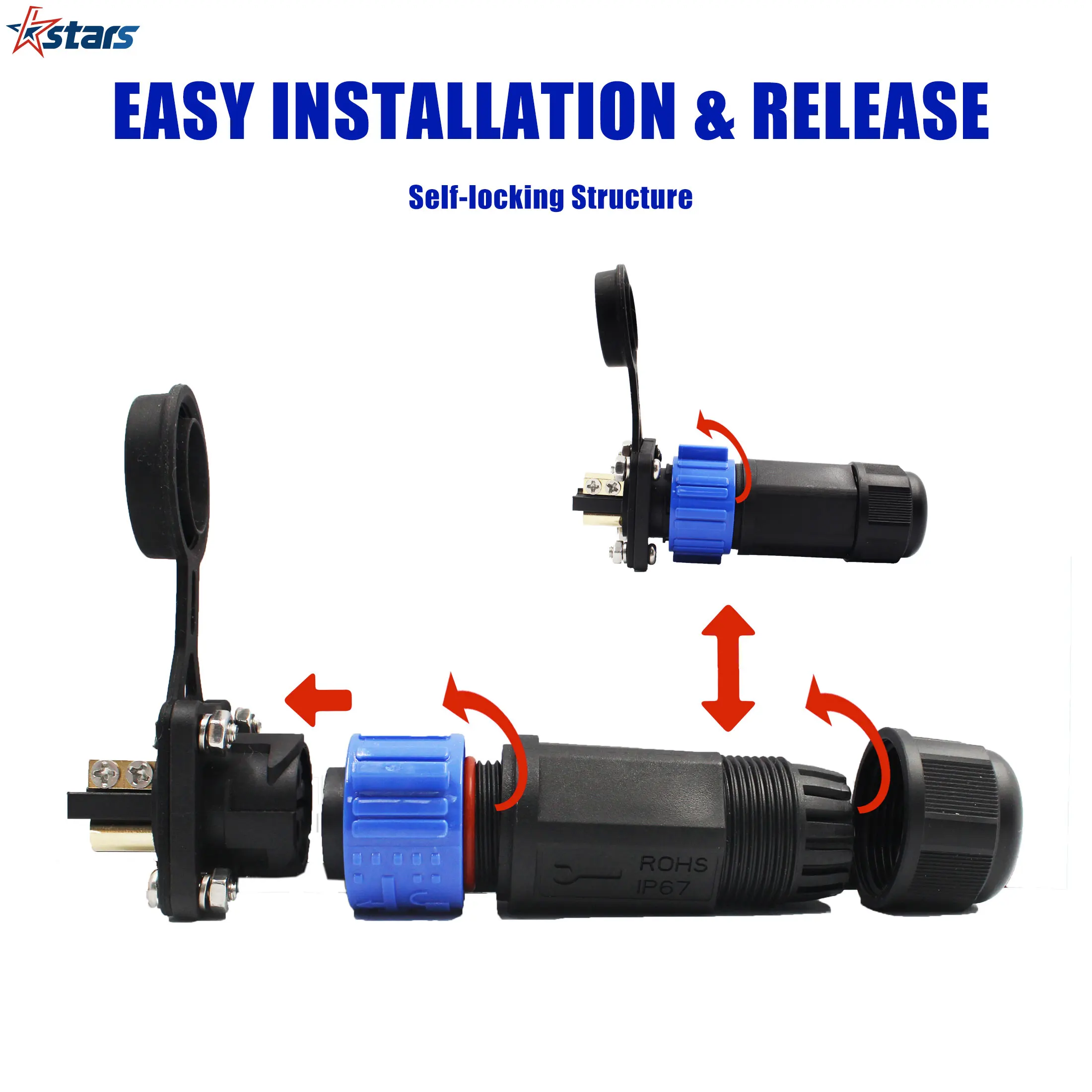 Trolling Motor Plug Receptacle Set,12V 24V 36V 48V Trolling Motor Plug,Waterproof Marine Boat DC Power Connector 6