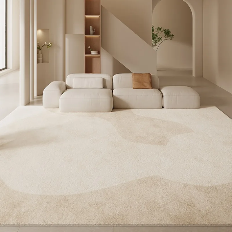 Cream Style Living Room Decorative Carpet Abstract Lines Bedroom Carpet Beige Minimalist Art Luxury Rug Plush Soft Study Rugs IG 4
