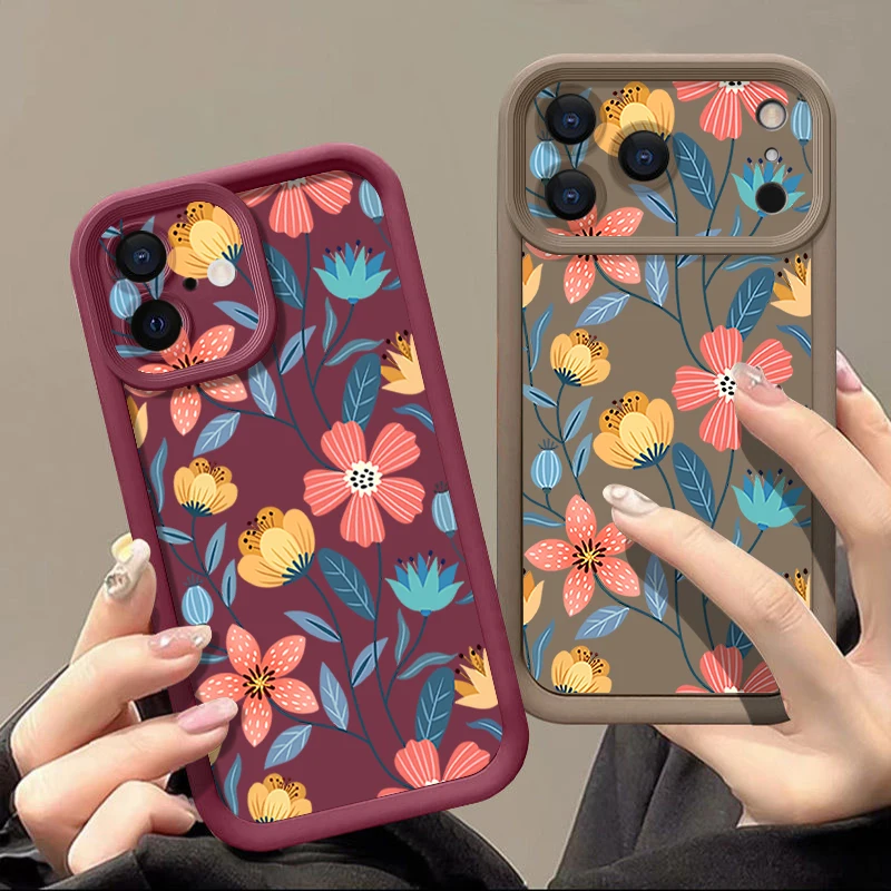 Vibrant Floral Silicone Shockproof Phone Case