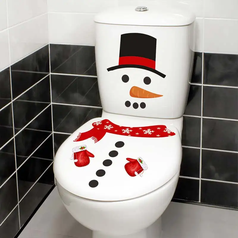 Christmas Snowman Toilet Lid Decal Waterproof WC Removable Self-Adhesive Decor Household Stickers M999,vinyl stickers,toilet stickers,toilet wall stickers,toilet seat stickers