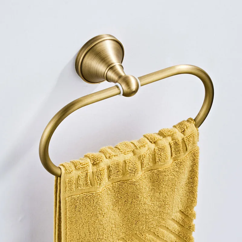 Bathroom Towel Ring Bathroom Towel Holder Bronze Oval Antique Brass Towel Holder Bathroom Wall Mounted Round Towel Rings Rack Kitchen Storage Accessories