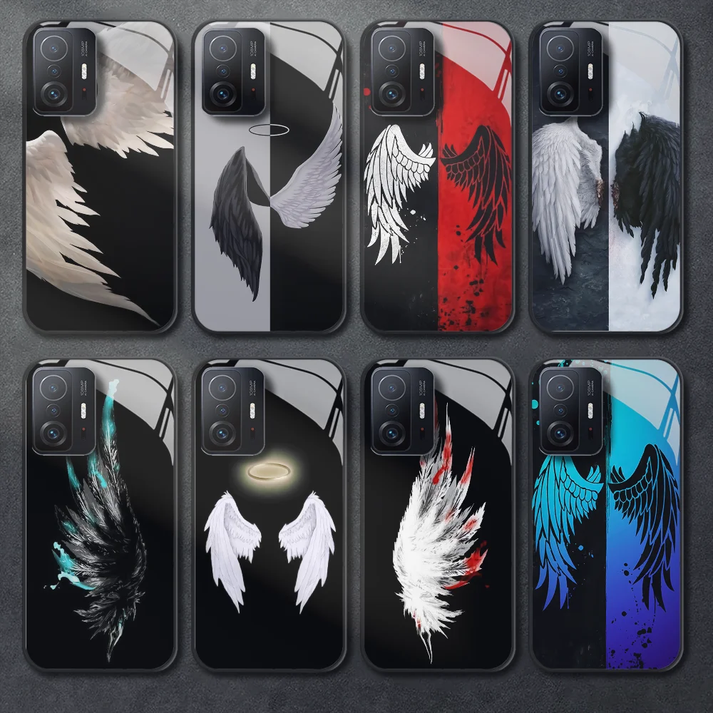 Custodia Per Telefono In Vetro Temperato Angel Demon Wings Art Per Xiaomi Mi X3 X4 F5 11 12 13 T S Pro Lite Ultra Cover Funda Bumper
