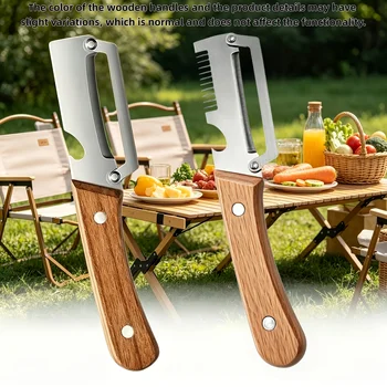 Multi-Functional Stainless Steel Peeler with Wooden Handle, Durable Smooth Kitchen Gadget for Fruits and Vegetables Peeling Slic 1