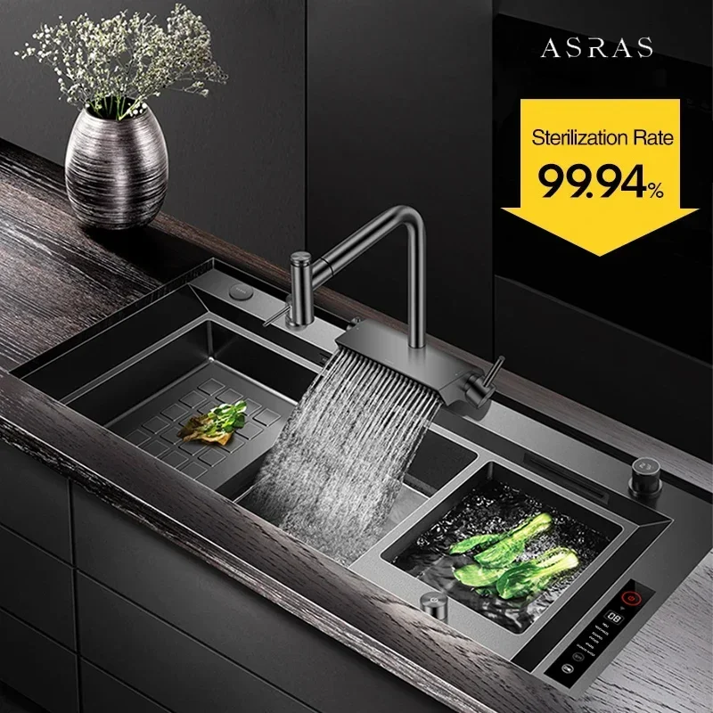 Large Size Smart Purifying Kitchen Sink Handmade Step Sink Ultrasonic Smart Purifying Kitchen Island Sinks ASRAS 11550 NJH