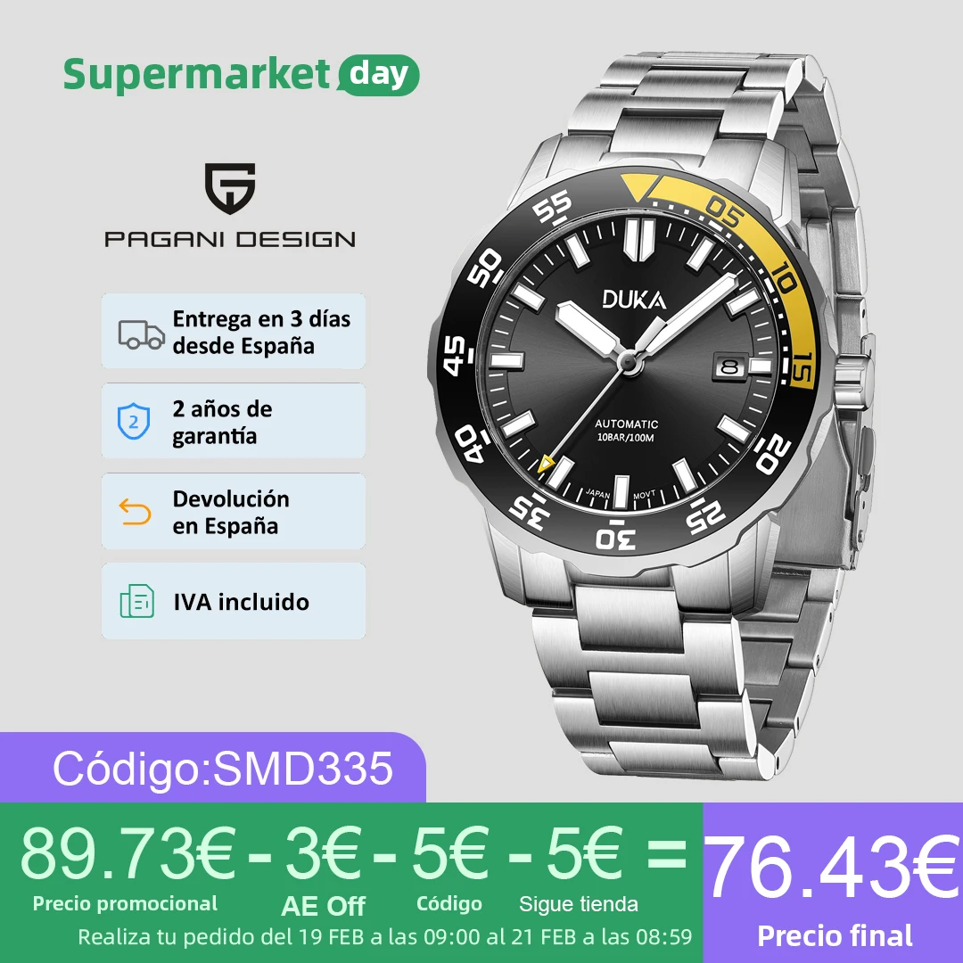 New DUKA Wrist Watch Brand luxury Automatic watch for men mechanical watch men NH35 ceramics Bezel 100m Steel Diver Watch