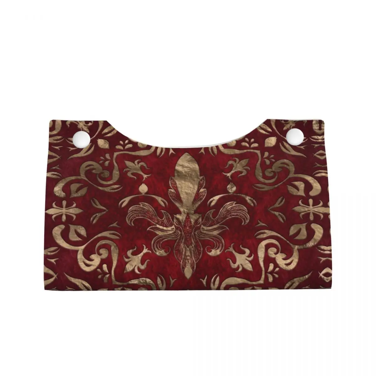 Custom Luxury Lily Flower Fleur-De-Lys Tissue Box Cover PU Leather Rectangular Fleur De Lis Facial Tissues Holder for Home 2