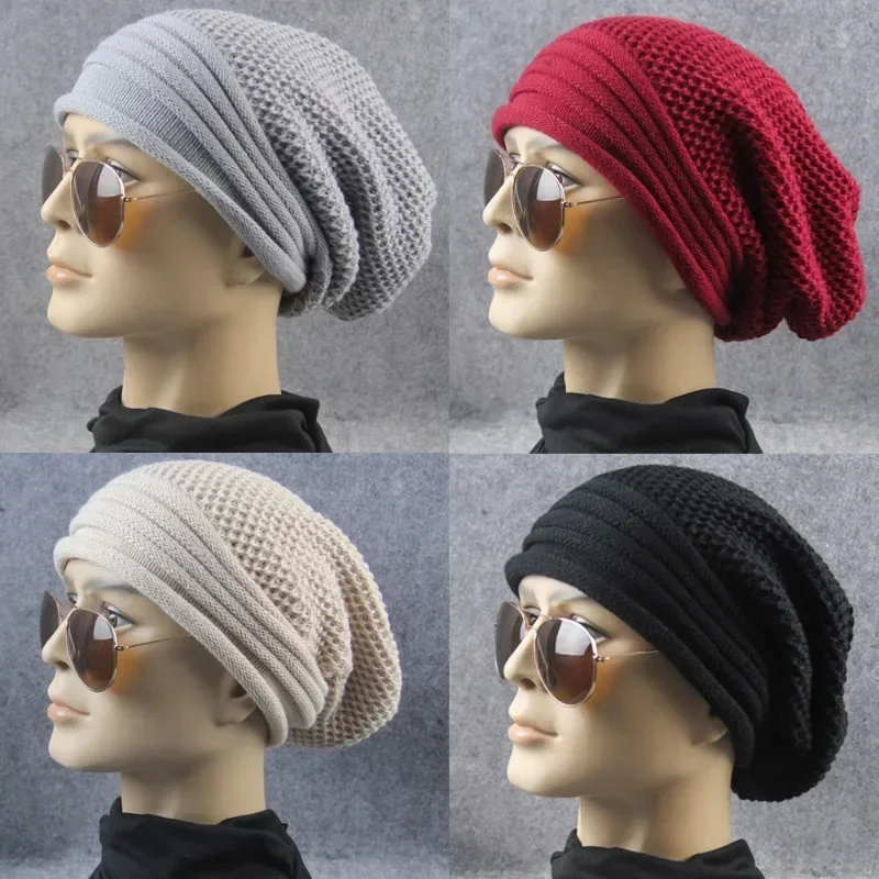 

Winter Baggy Slouchy Beanie Hat Wool Knitted Warm Cap for Men Women Beanie Oversized Winter Hat for Skiing Cappello Uomo