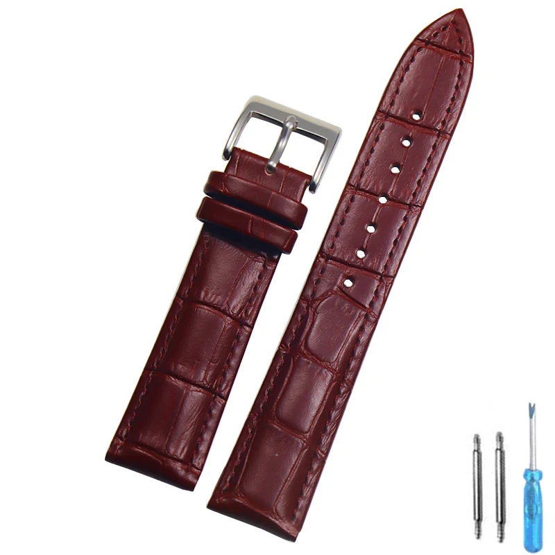 Elegant Calf Leather Watch Band - Unisex, Multiple Sizes, Classic Black & Brown