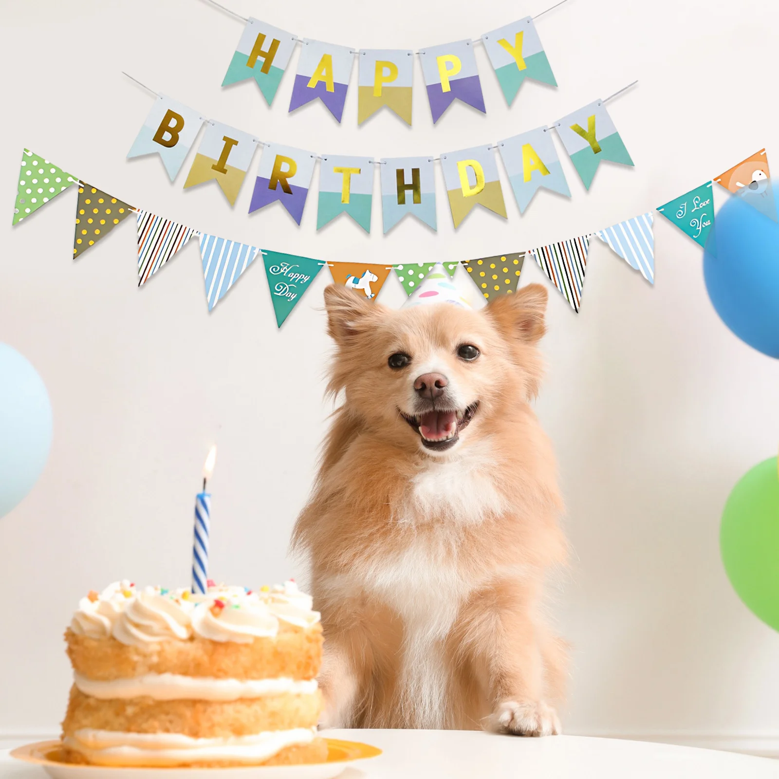 

Colorful Garland Decoration Baby Shower Supplies Cute Banner Happy Birthday Candy Color Banner 3pcs/set For Children Wedding