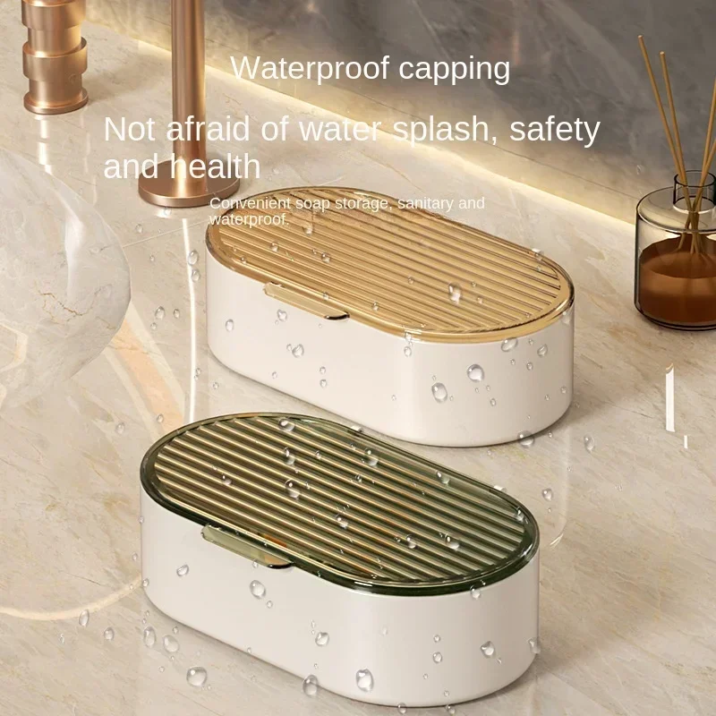 Double-layer Soap Box Household Bathroom Non-punching Hollow Drain Soap Box with Cover Dust Soap Box Holder Hot Sale