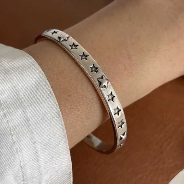 100% Solid 925 Sterling Silver Metal Bracelet for Women Vintage Handmade Simple Retro Black Stone Bracelet Birthday Gift Party 2