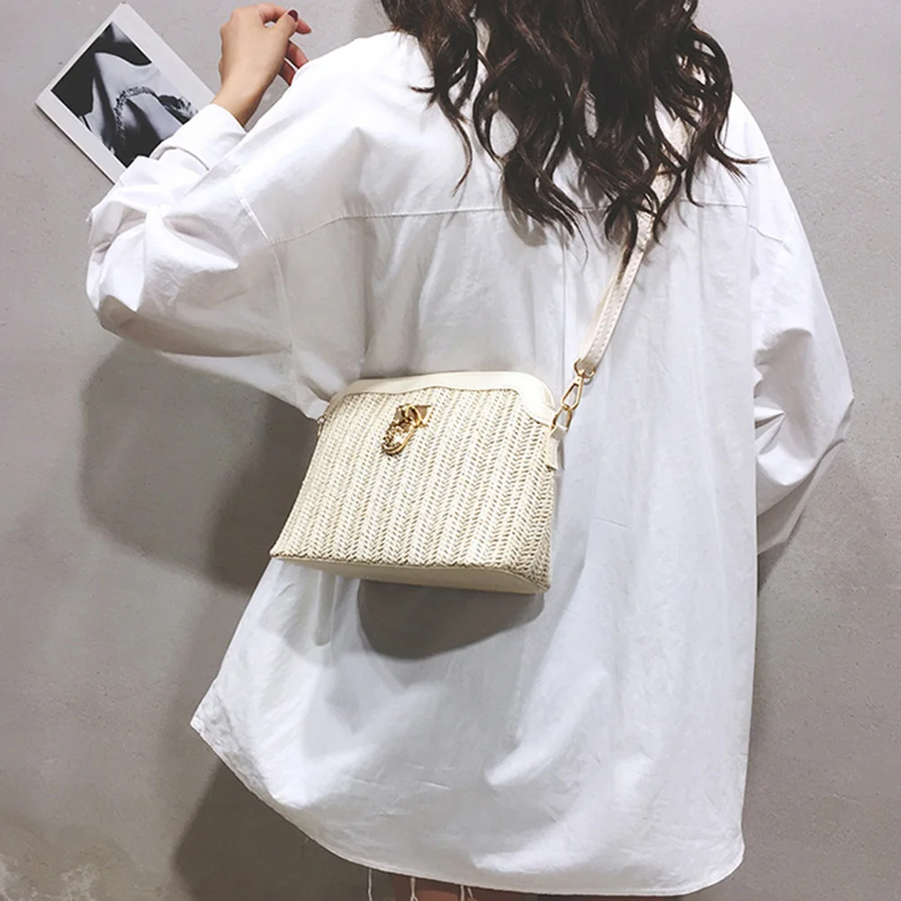Straw Woven Messenger Bag Summer Beach Handbag