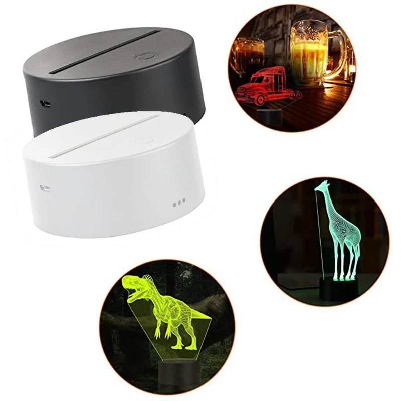 

4 Night LED Light Lamp Base Remote Control USB Cable Adjustable 7 Colors Lights