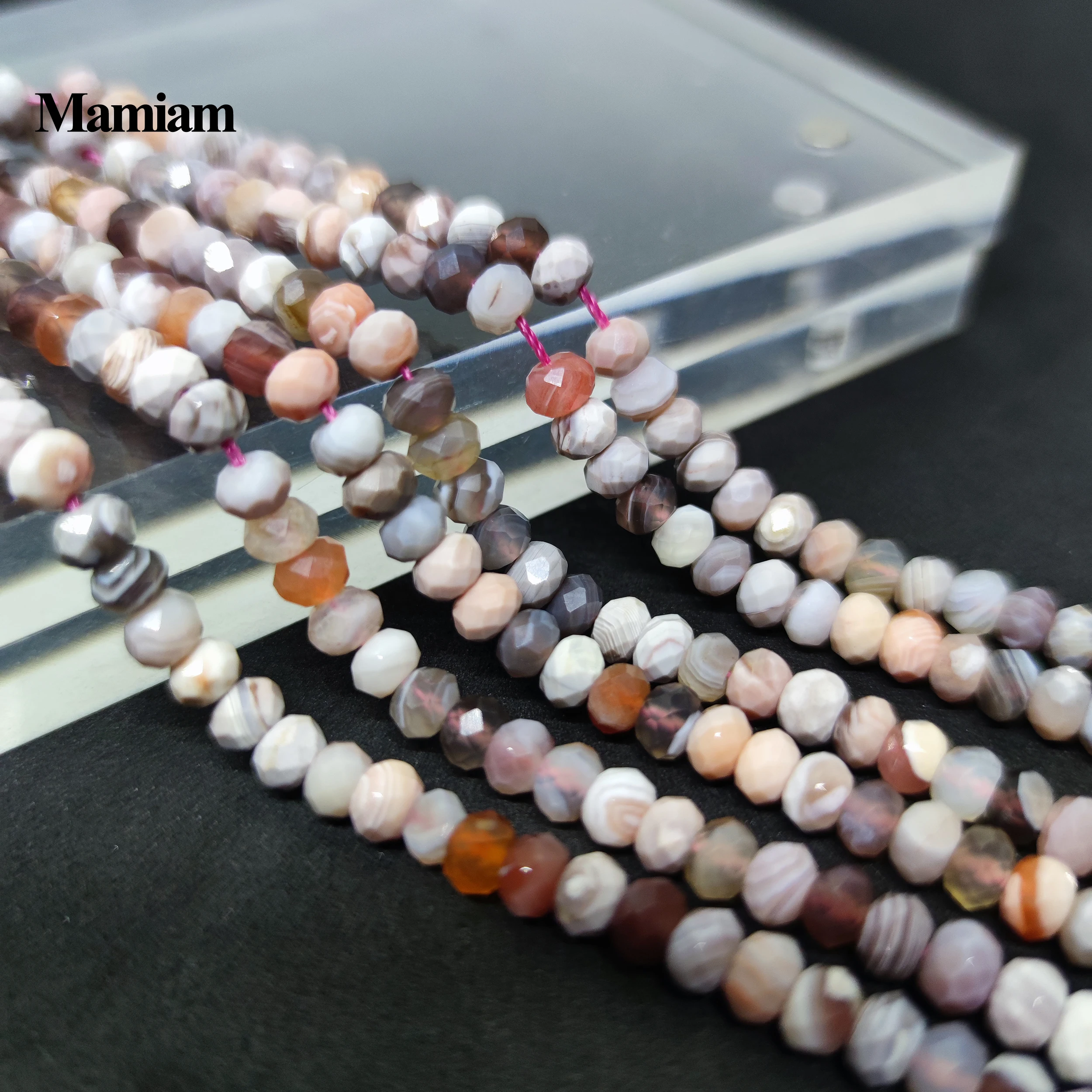 

Mamiam Natural A Pink Botswana Agate Faceted Rondelle Candy Beads 3.8x5mm Stone Diy Bracelet Necklace Jewelry Making Design