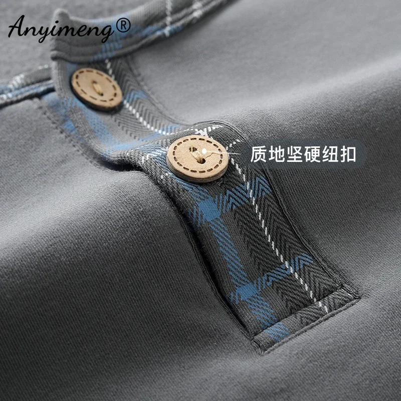 Elegant Man's Pajamas Loungewear Autumn Winter New Big Size 3xl 4xl Knitted Cotton Sleepwear Fashion Lounge Set Nightwear