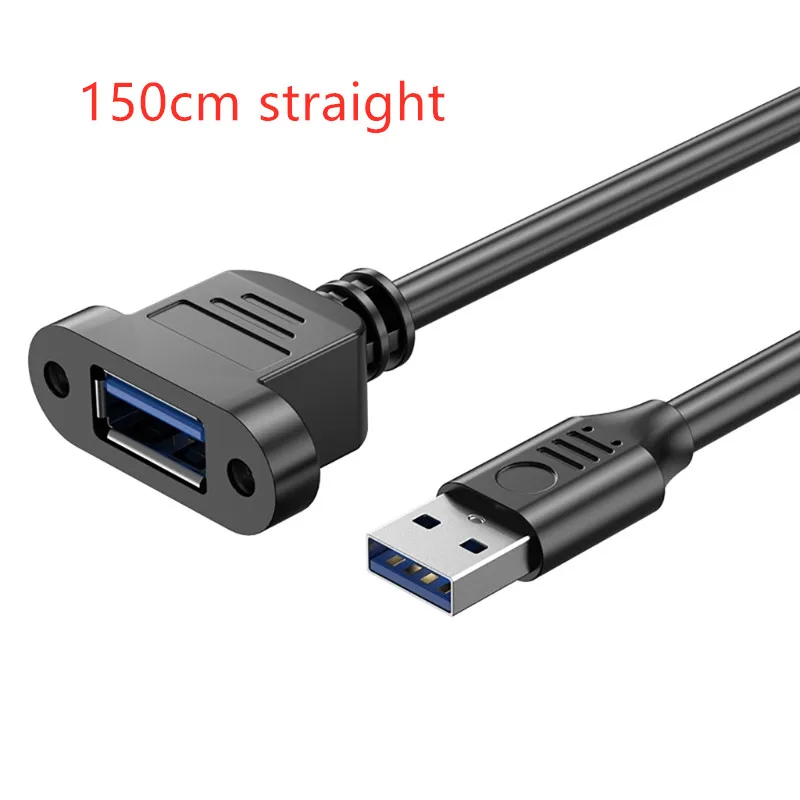 USB 3.0 Right-Angle Extension Cable with Panel Mount and Secure Lock Connector