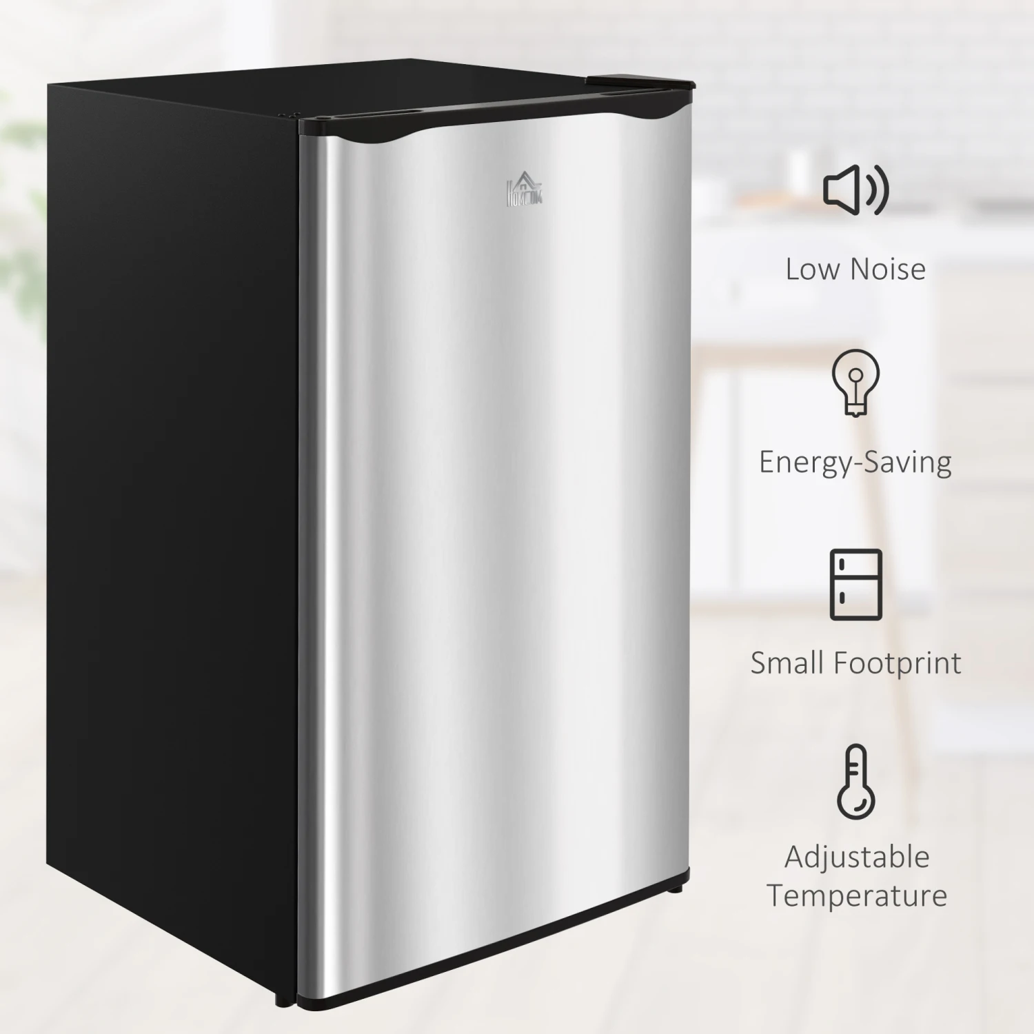 HOMCOM 3.2 Cu.Ft Mini Fridge with Freezer, Single Door Compact Refrigerator with Adjustable Thermostat, Shelf and Reversible Doo 5