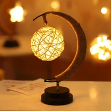 

LED Star/Moon/Boll/Sepak Takraw Christmas Gifts Fairy String Lights Handmade Hemp Rope Night Lamp For Party Kid Room Decoration