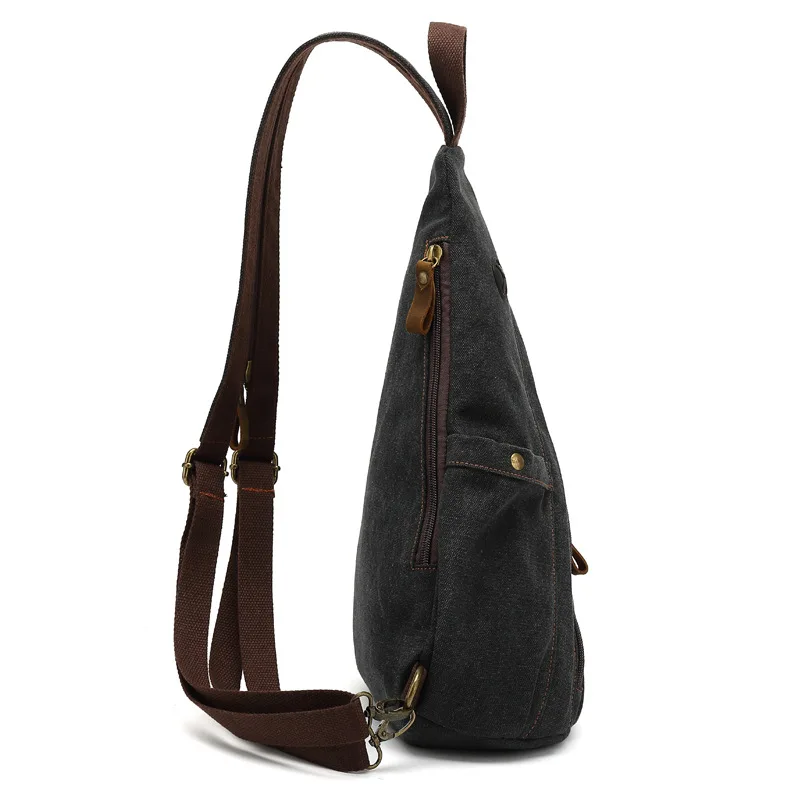 Men's Crossbody Bag Large Capacity Casual Shoulder Bags Men's Canvas Chest Bag Multifunctional Backpack