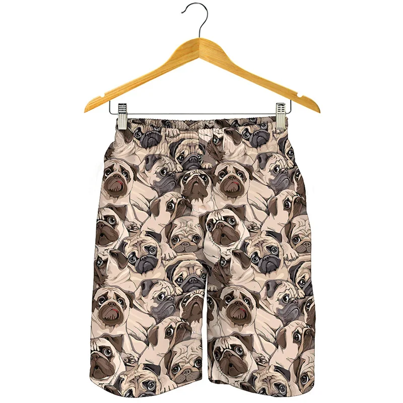 Cute Pets Pug Dog 3d Print Beach Shorts Kids Summer Street Oversized Short Pants Men Surf Board Shorts Cool Swimming Trunks 2