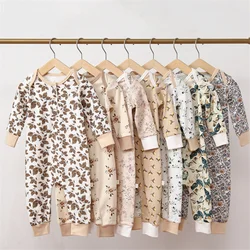 Combinaisons pour nouveau né fille, barboteuse en coton à manches longues, imprimé Floral, vêtements pour enfants, printemps, automne, 2022 