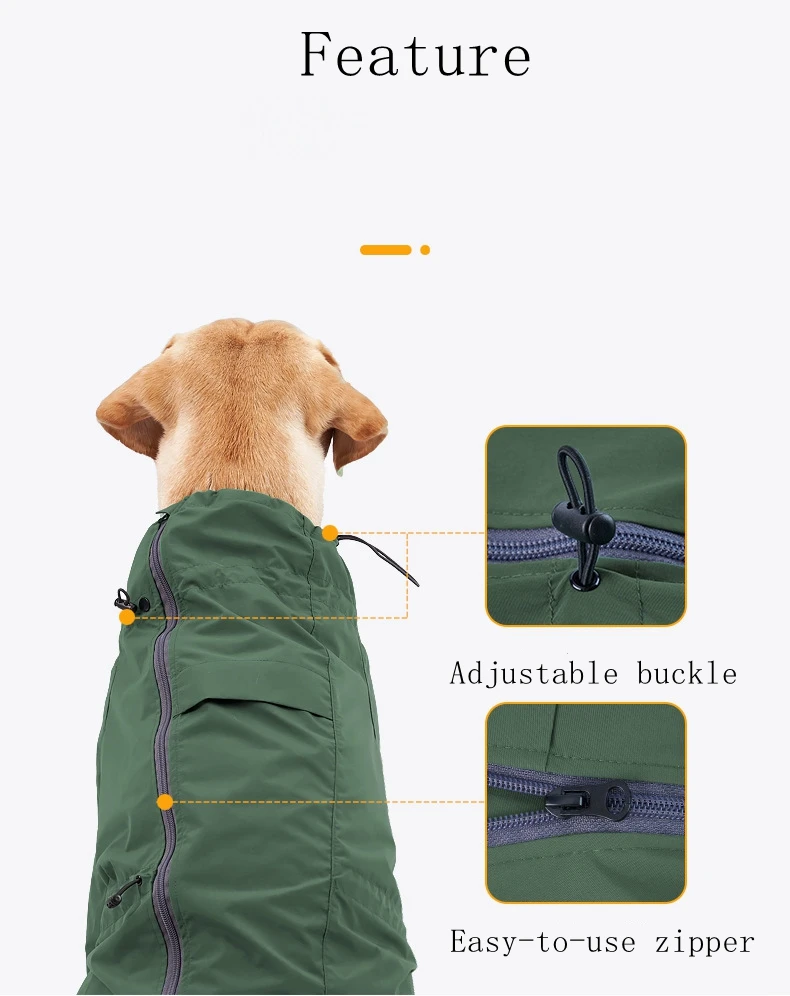 Pet Dog Jacket Reflective Windproof Outdoor Jackets for Small Large Dogs Waterproof Dog Snowsuit Adjustable Back Zipper Pet Rain Coat Supplies