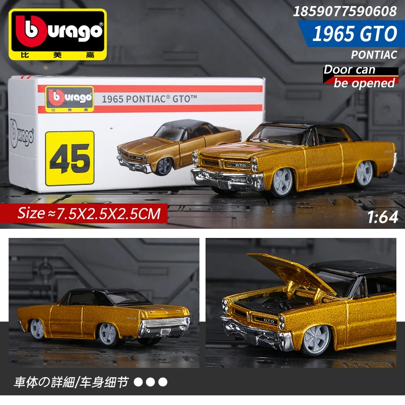 

Bburago 1/64 1965 PONTIAC GTO Alloy Car Model Enthusiasts Collection Toys Diecast Vehicle Replica For Boys Birthday Gifts