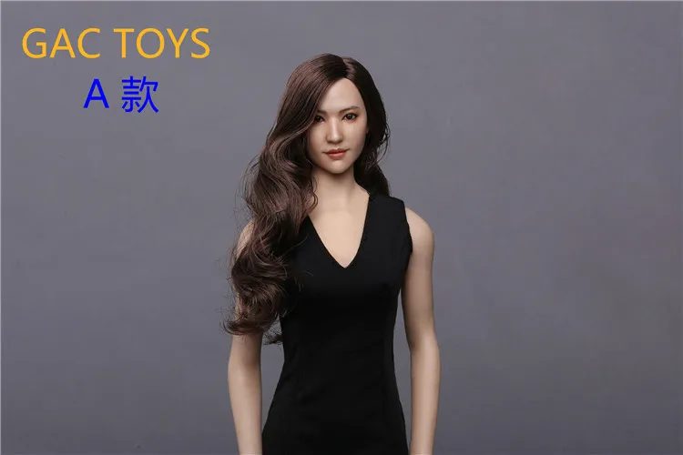 

Custom 1/6 Asian Beautiful Female Head Sculpt Liu Yifei Crystal Liu with Long Curls Hair for 12'' Girl Figure Body GACTOYS GC015
