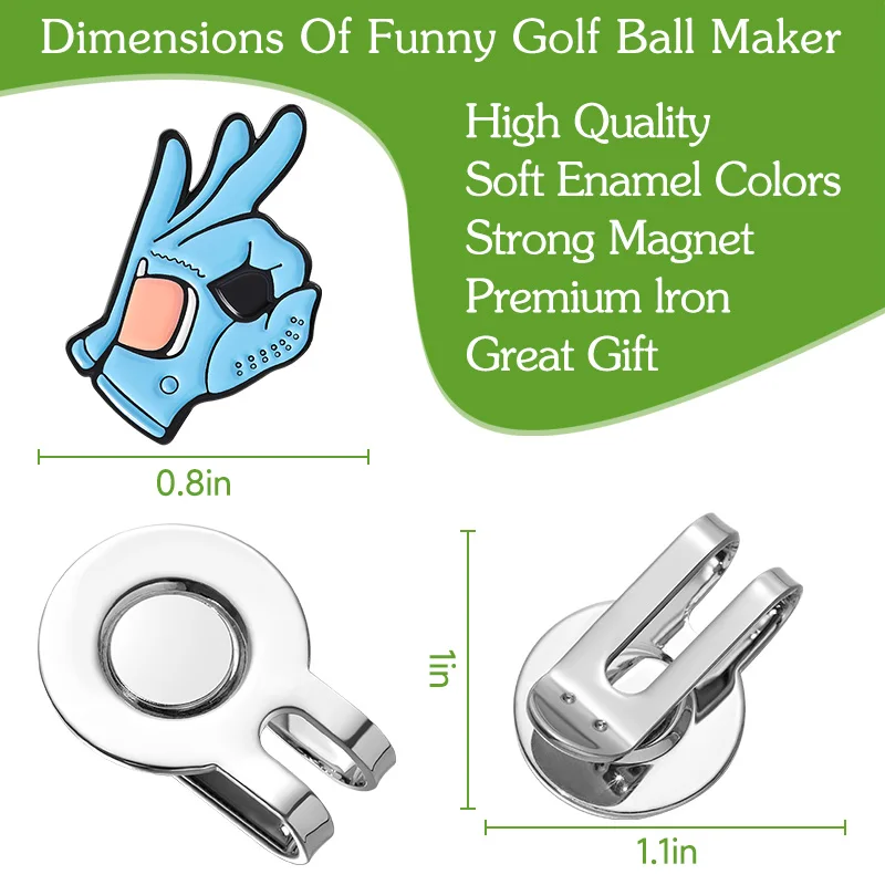 “OK” Sign Golf Ball Marker with Magnetic Hat Clip – Cartoon Flag Pattern Golf Accessory Gift 2