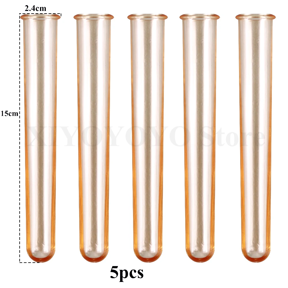 5-Piece Acrylic Glass Floral Test Tube Vase Set for Home Decor and Hydroponic Displays