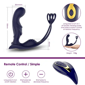 3 in 1 Anal Toy Prostate Massager Vibrator Butt Plug With Dual Penis Cock Ring Cockring Remote Anus Sex Toy For Men Women Couple 6