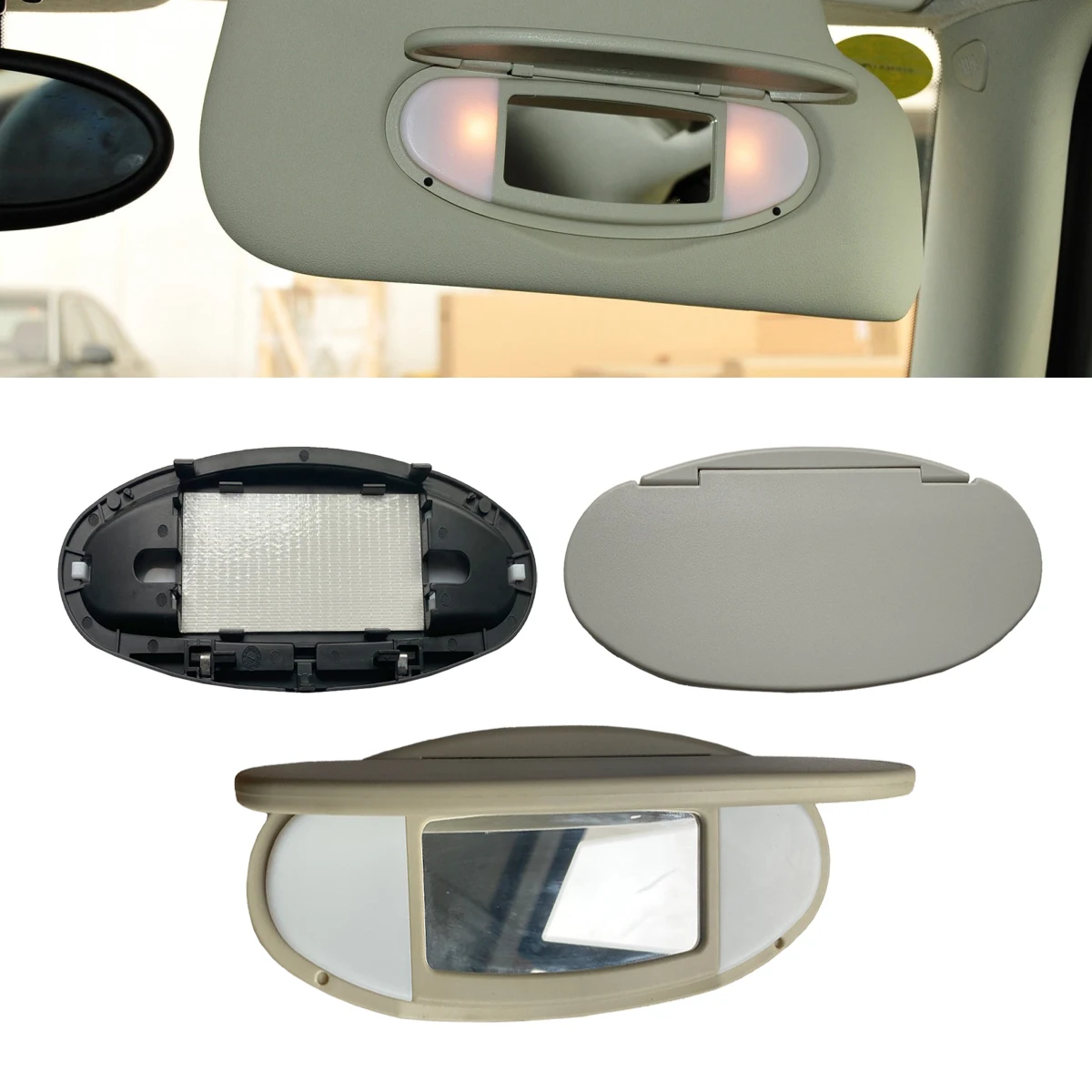 New Front Interior Sun Visor Makeup Mirror Cover For Bmw Mini R55 R56