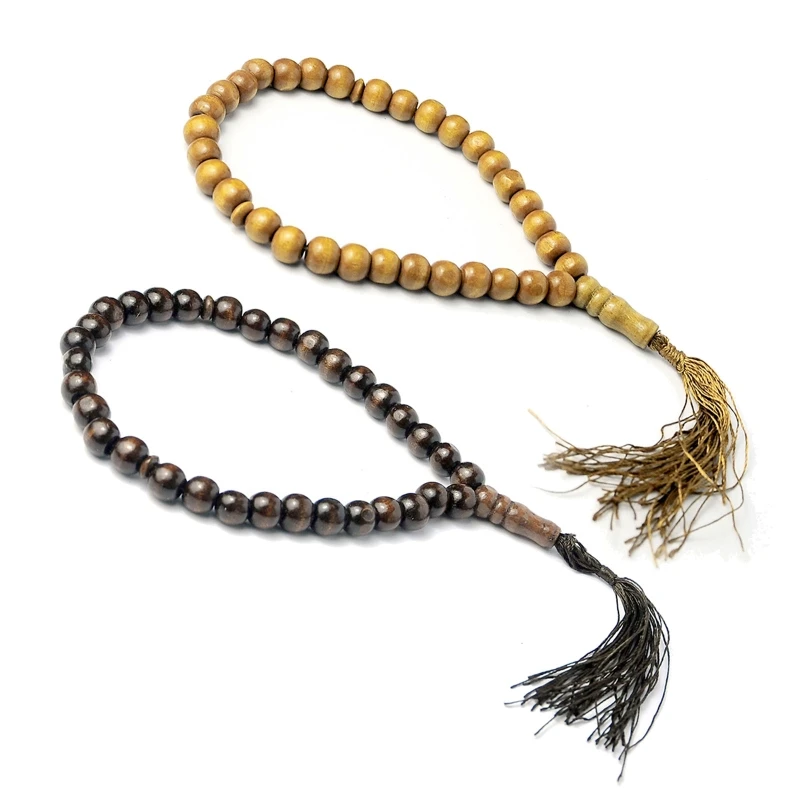 Wood Prayer Beads Islamic Natural 8mm Wooden Beads Authentic Indonesian Beads Counter Rosary Muslim Tasby Mibaha Dropship