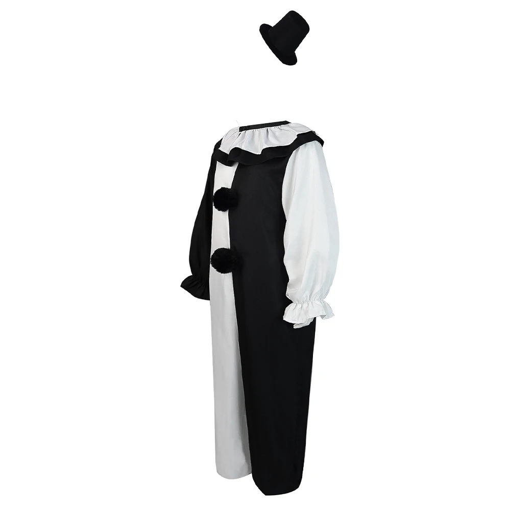 Kids Art The Clown Cosplay Fantasy Movie Terrifier 2 Disguise Costume Children Boys Jumpsuit Scarf Hat Haloween Roleplay Suit