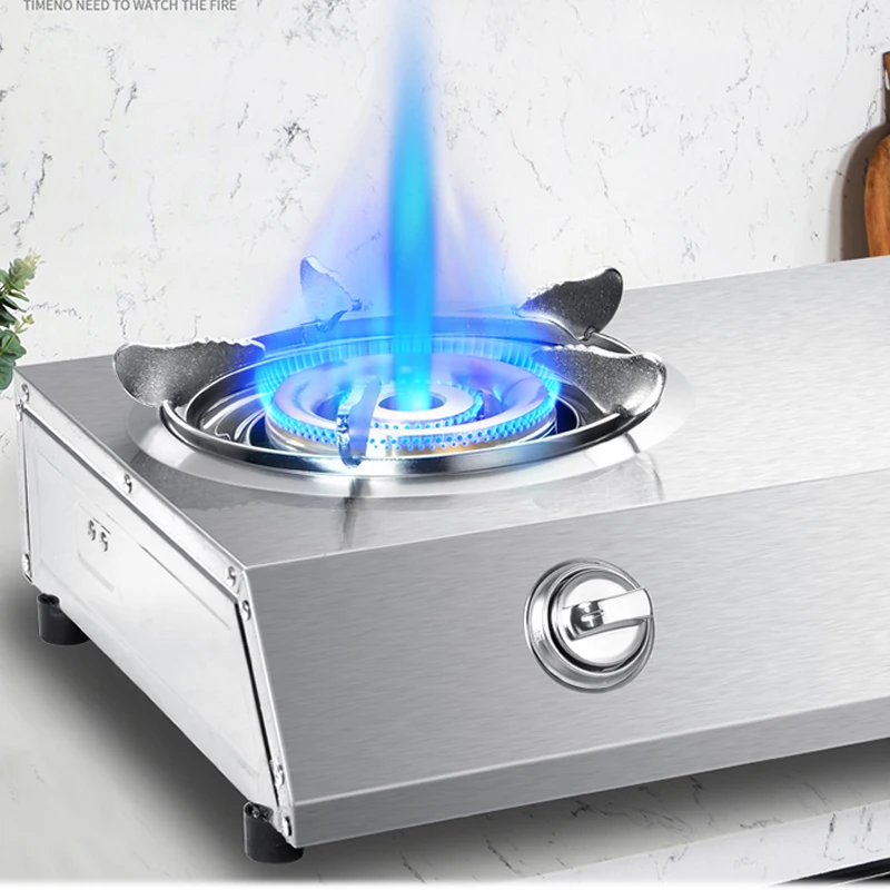 Gas Double Stove Desktop Nine-chamber Fierce Fire Stove Old-fashioned Stainless Steel Double Stove Liquefied / Natural Gas 5