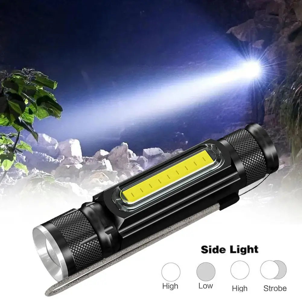 

High Power Led Flashlights Camping Rechargeable Flashlight Light Cob Lights Strong Lighting Portable Zoom Fishing Outdoor C7j0