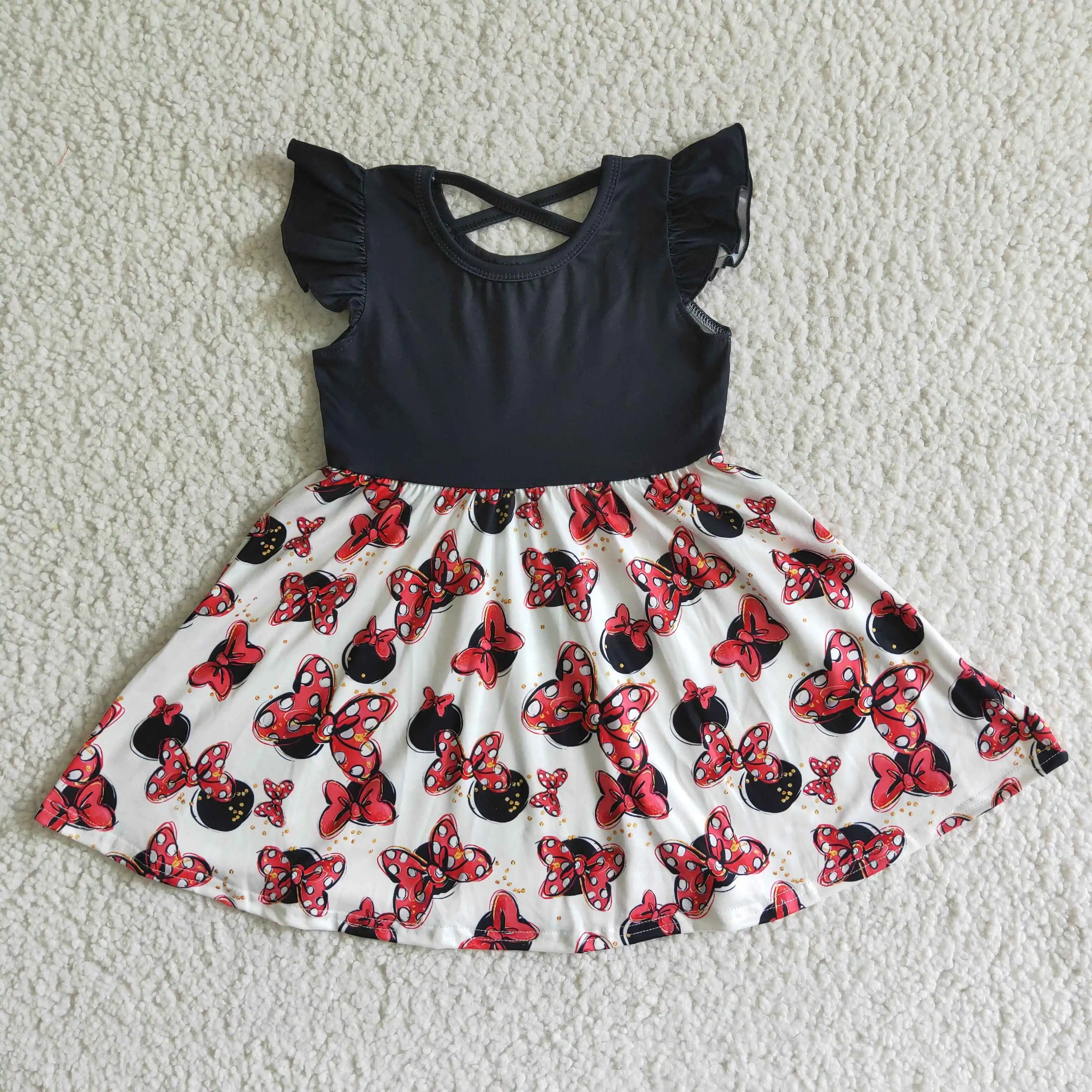 girls dresses red polka dot bow print 