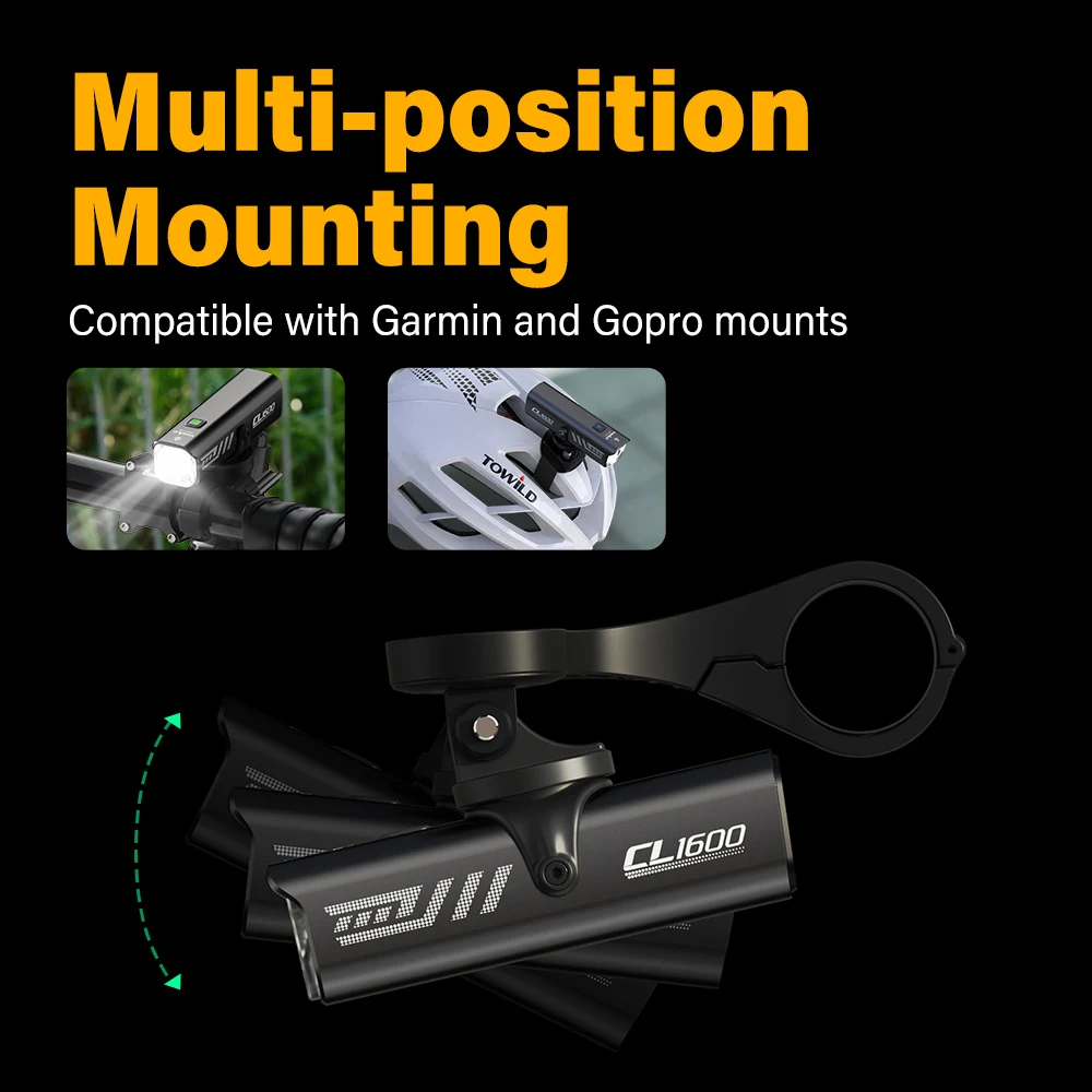TOWILD 1600LM Bicycle Light 5000mAh Bike Light IPX6 Flashlight Aluminum Front Lamp Type-C Charging MTB Road Cycling Headlights 4
