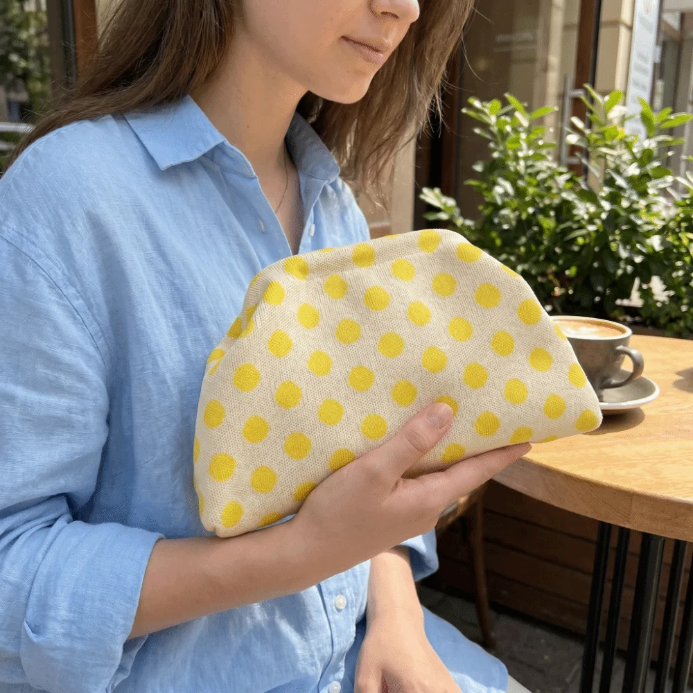 Borsa per il Trucco a Blocchi di Colore con Motivo a Pois, Grande Capacità, Portatile, Stile Retrò, Resistente, Elegante, Pochette Capiente per Palestra - immagine 4