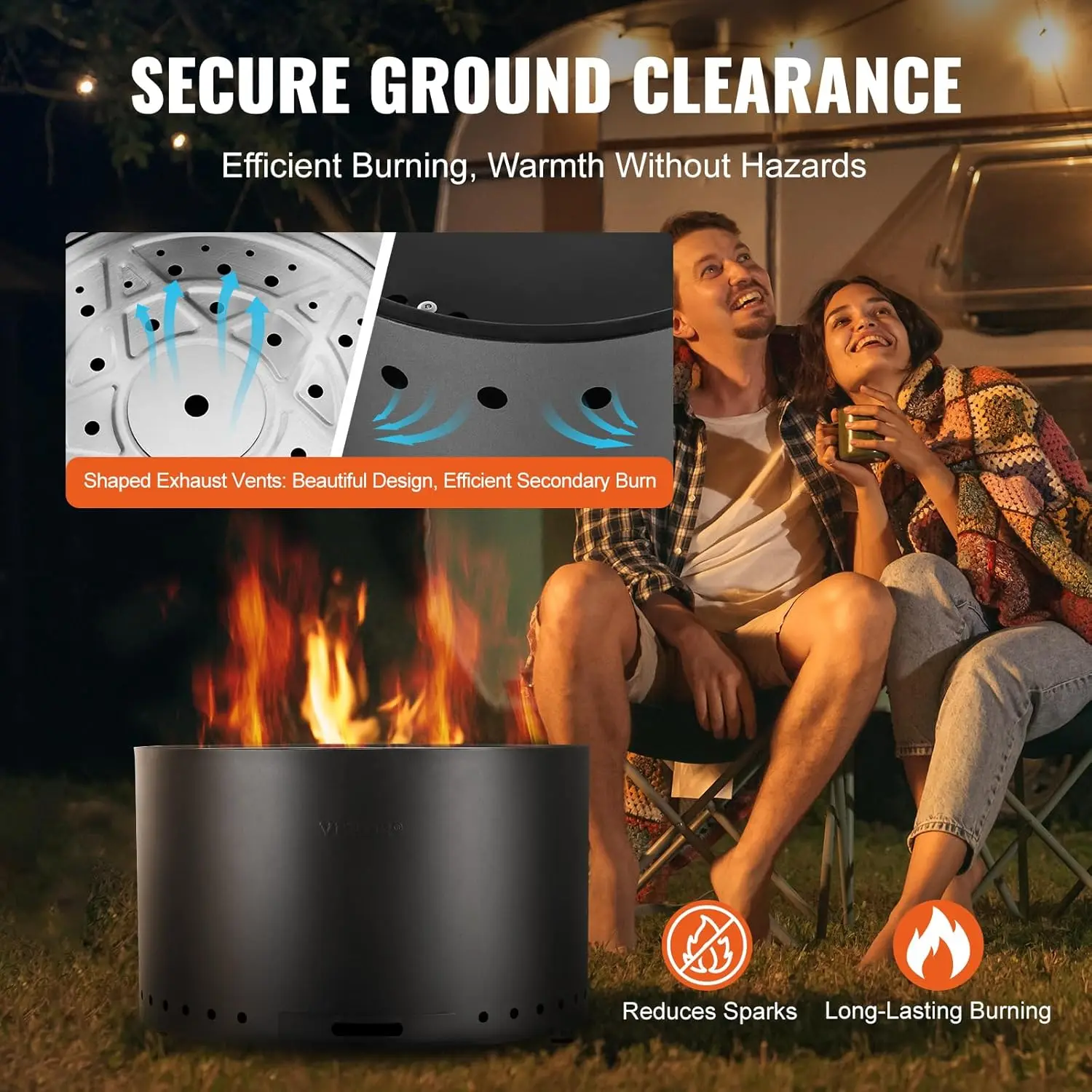 28 inch Smokeless Fire Pit Stove Bonfire, Wood Burning Fireplaces with Removable Ash Pan, SUS430 Stainless Steel