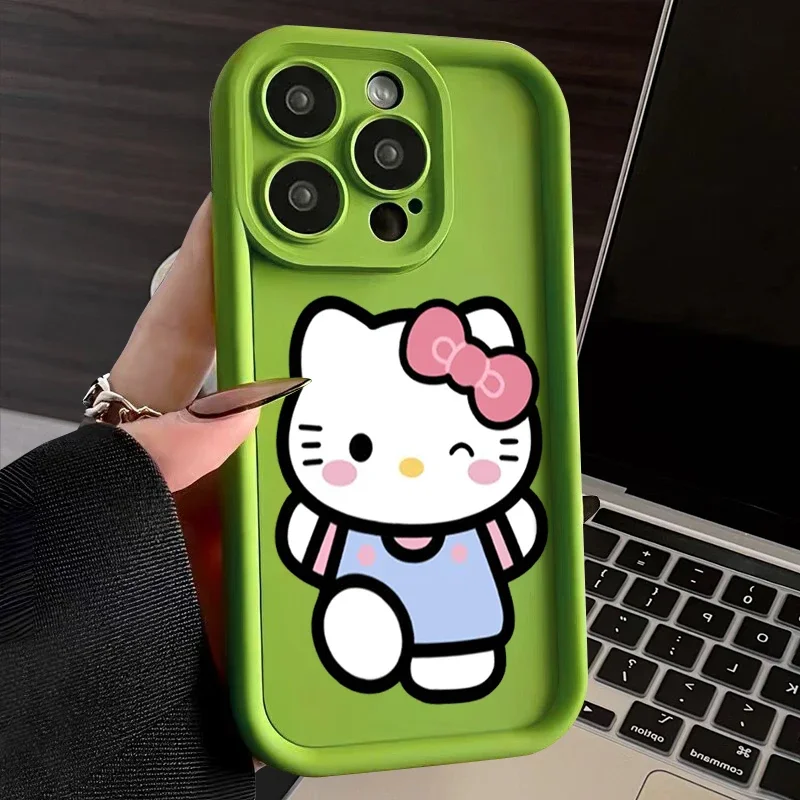 thumbnail image 1 of Sanrio-funda de teléfono de Hello Kitty para Iphone, carcasa anticaída de silicona para Iphone 14, 13, 11, 12, 15 Pro Max, XR, XS, 7, 8, 15 Plus, SE2, Y2k, regalo para niña, 1 of 5