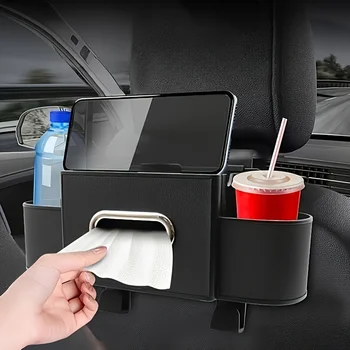 Organizer Multifunzionale per Sedile Auto con Portabicchieri e Portafazzoletti, Vassoio Resistente per Sedile Posteriore per Viaggi