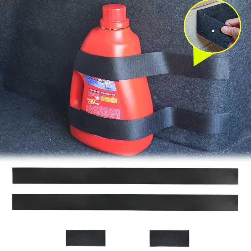 Car Trunk Organizer Elastic Fixing Strap Fire Extinguisher Fixing Strap Universal Storage Bracket Velcro Strip Auto Parts 1set