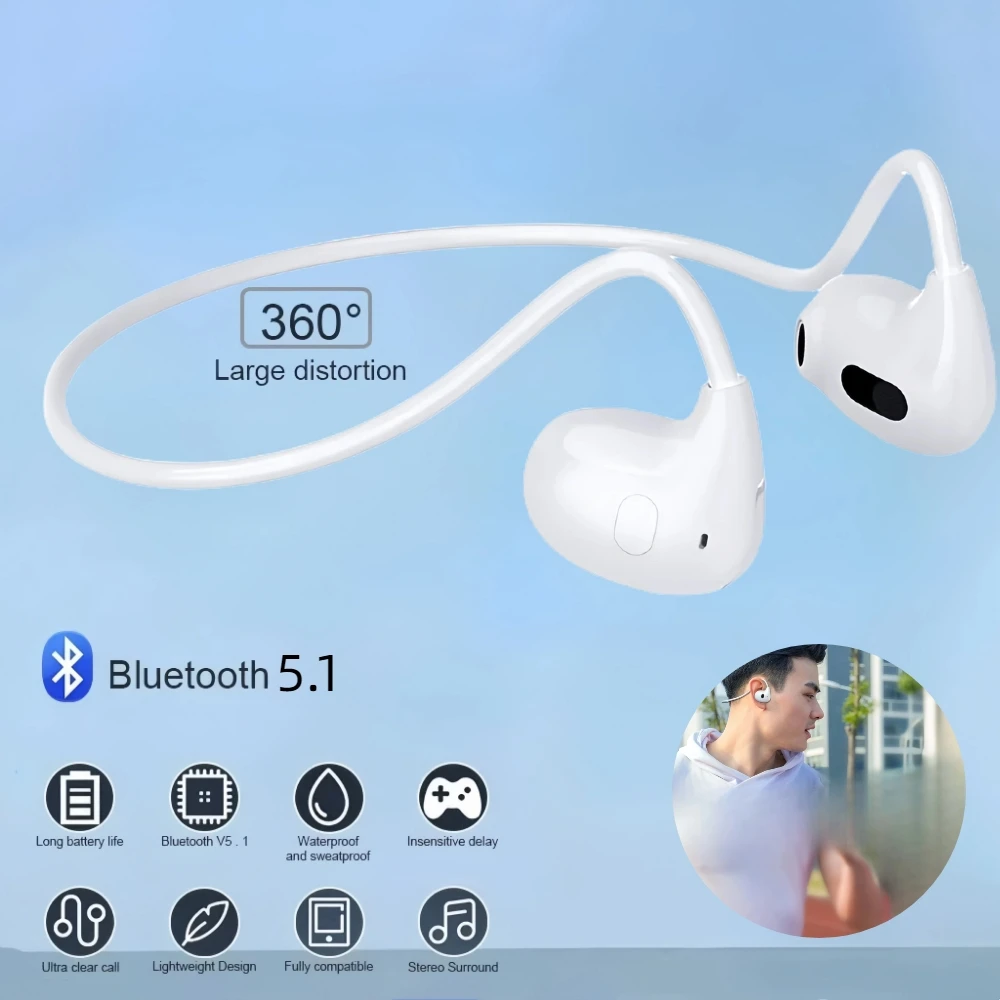 Wireless Earphones Headphone Bluetooth 5.3 Open Ear Touch Control Business Headset Outdoor Sports Earbuds For Xiaomi Huawei